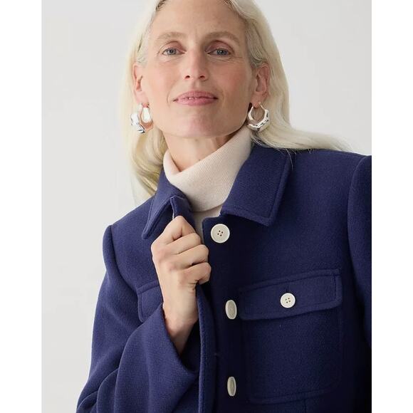 J. CREW Lady Jacket in Italian Stadium Cloth Wool Blend Navy Blue Sz 24 PLUS - Picture 3 of 10
